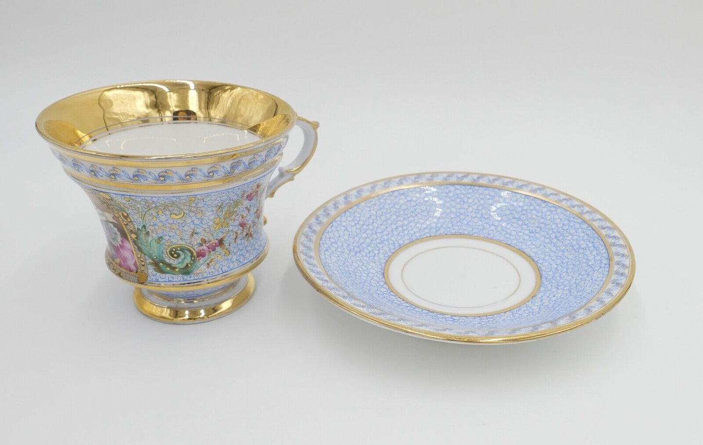 antike Historismus Porzellan Tasse & Untertasse August Rappsilber 1880-1886 - Antikhandel-Stuttgart