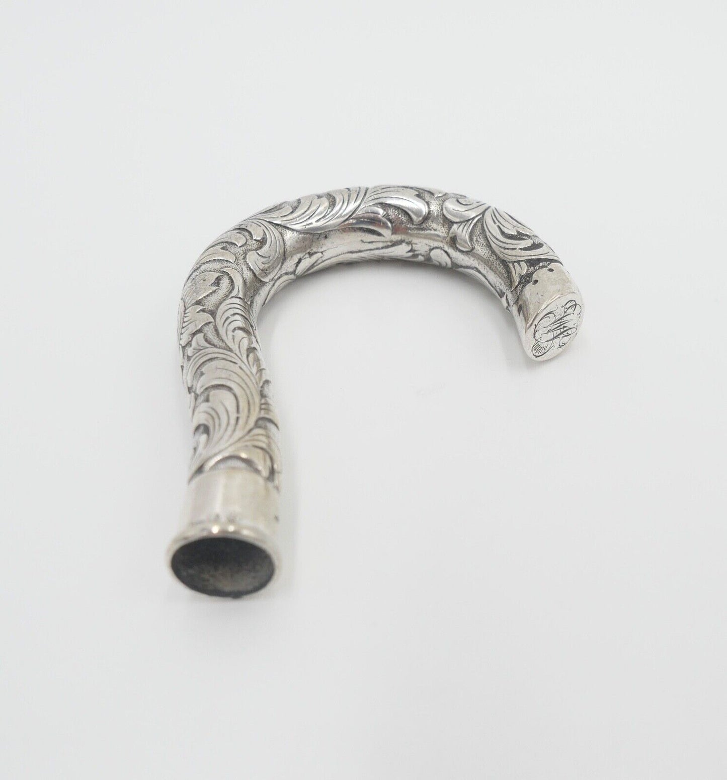 um 1900 Jugendstil Flanierstock Griff 800 Silber Monogramm JW mit Meistermarke - Antikhandel-Stuttgart