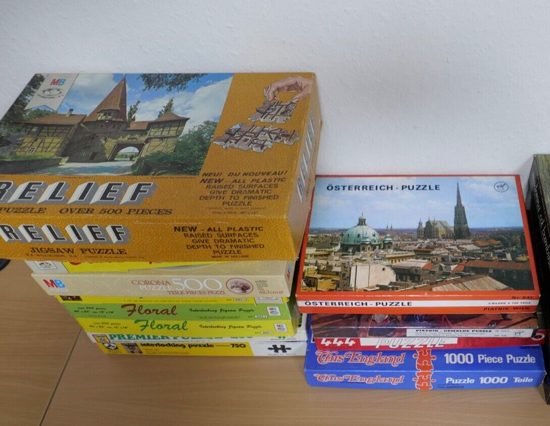Konvolut alter Puzzle 12 Stück MB FX-Schmid Piatnik Zweipunkt England - Antikhandel-Stuttgart