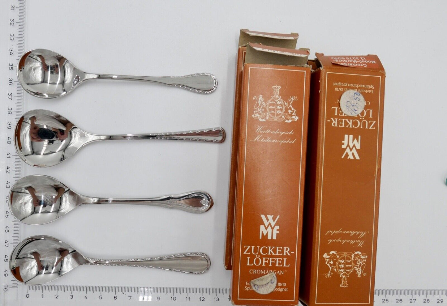 - NEU - OVP - 31 Teile WMF Cromargan Fischbesteck Kinderlöffel Speißeschieber - Antikhandel-Stuttgart