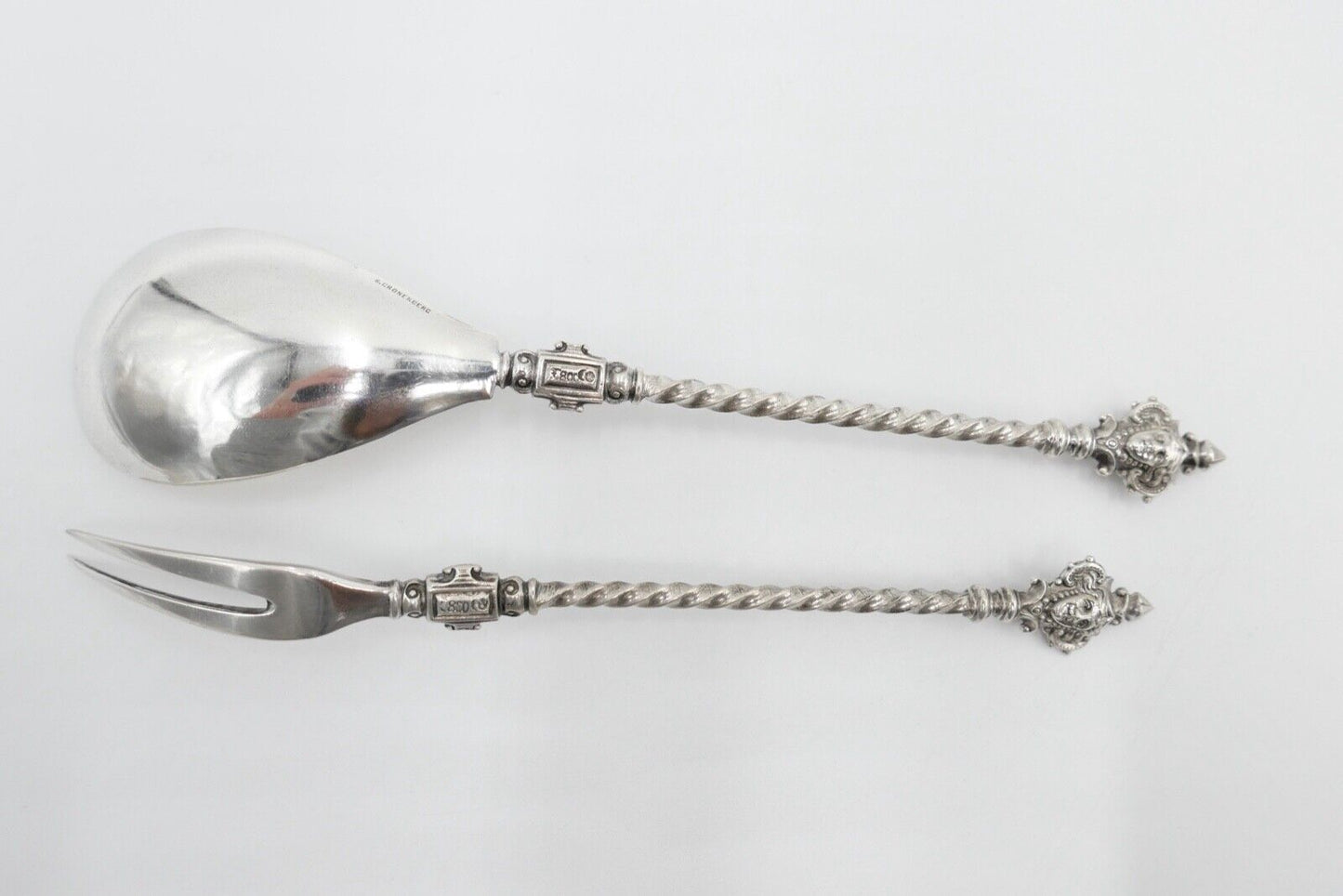 2 Tlg. antik Besteck um 1900 B.Cronenberg Frauenkopf Koch & Bergfeld 800 Silber - Antikhandel-Stuttgart