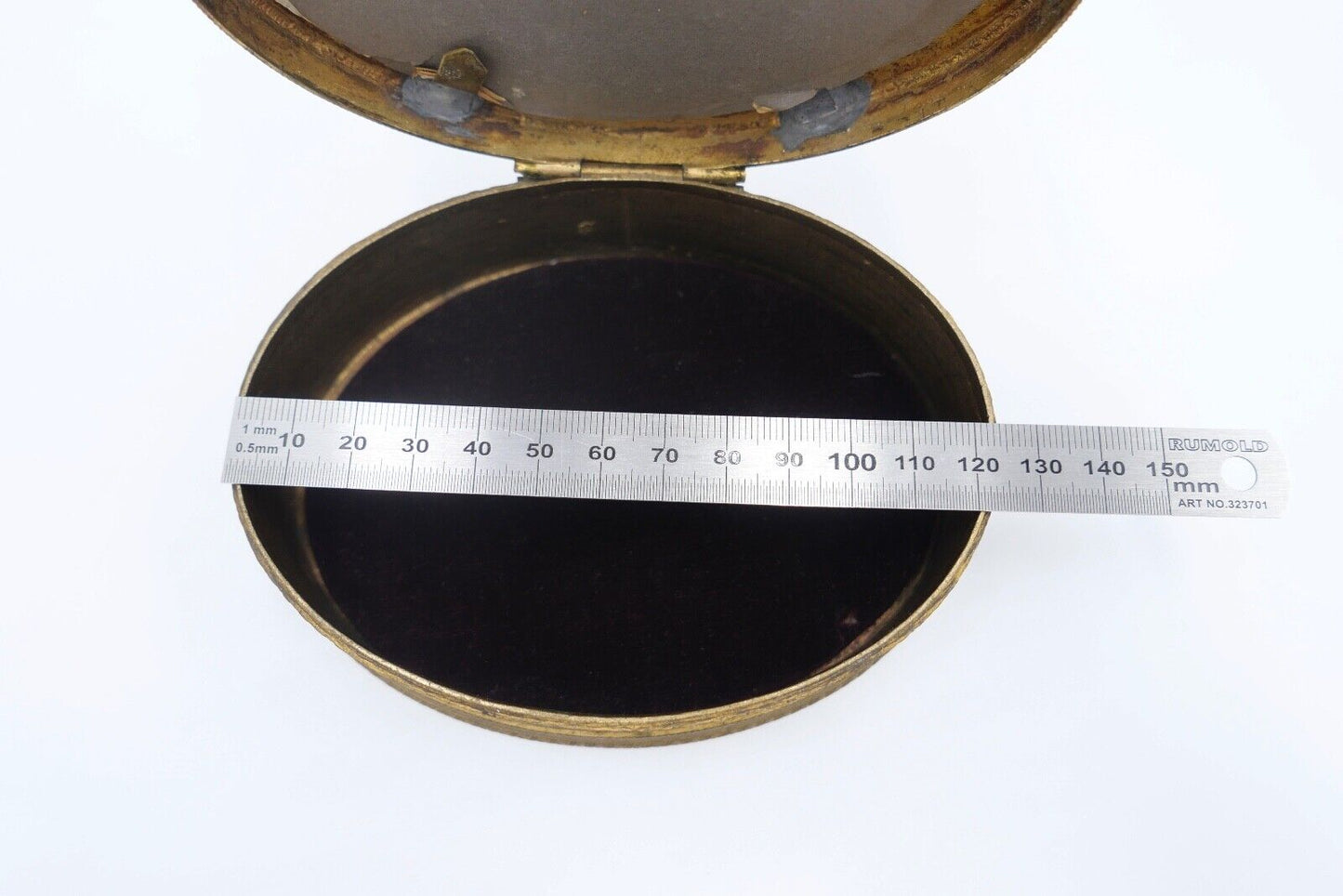 alte Messing Schatulle / Etui / Box Gobelin Stickerei für Schmuck etc. - Antikhandel-Stuttgart