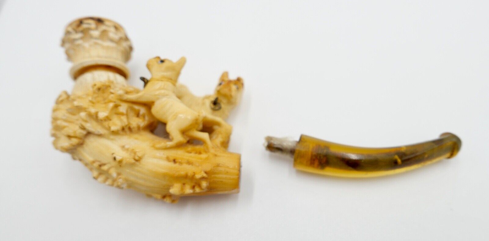 Alt Antike Meerschaumpfeife Pipa Pipe Hundmotiv Pfeife - Antikhandel-Stuttgart