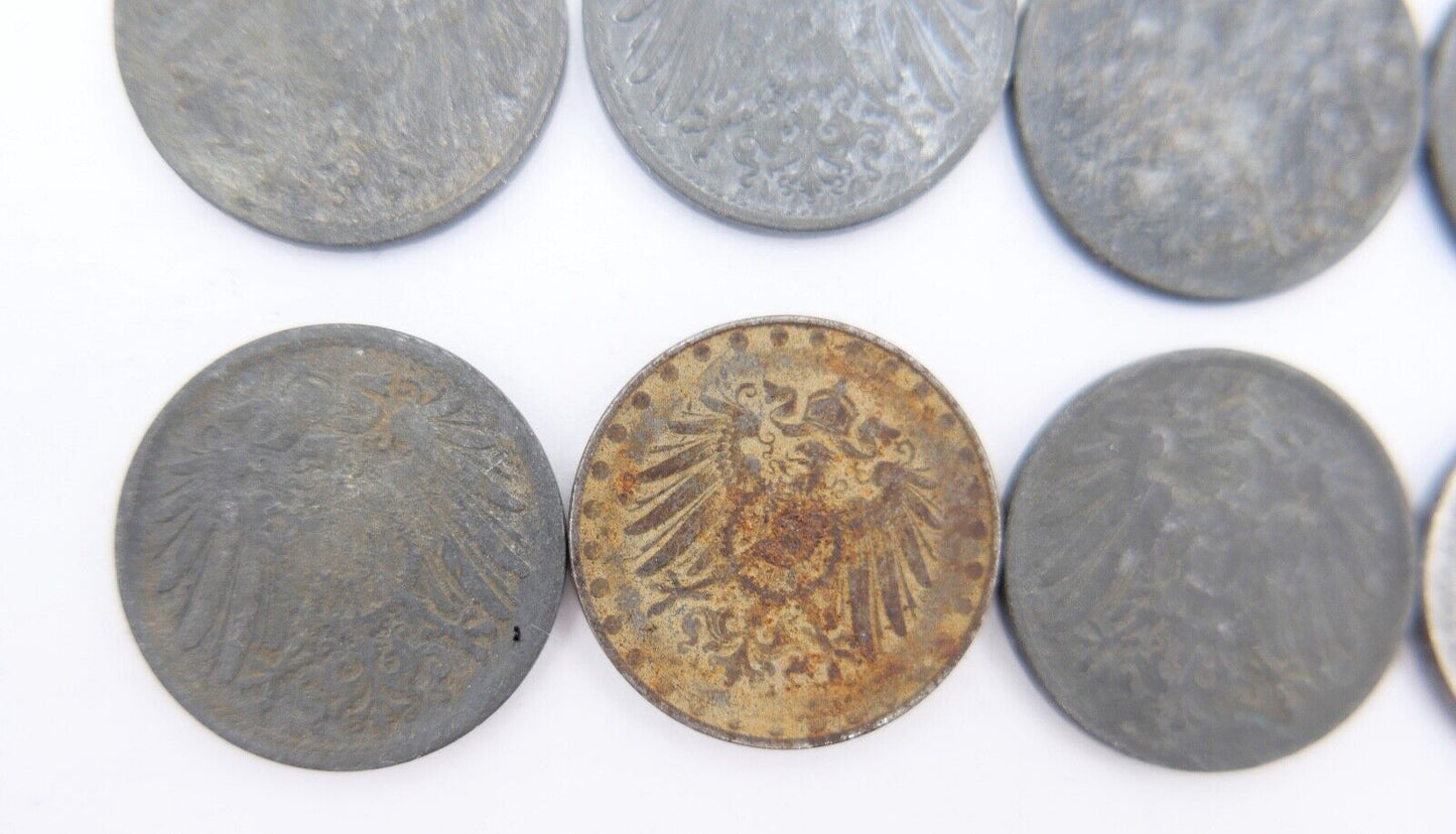 10x 10 Reichspfennig 1873 1875 1876 1888 Jäger J.299 298 s-ss - Antikhandel-Stuttgart