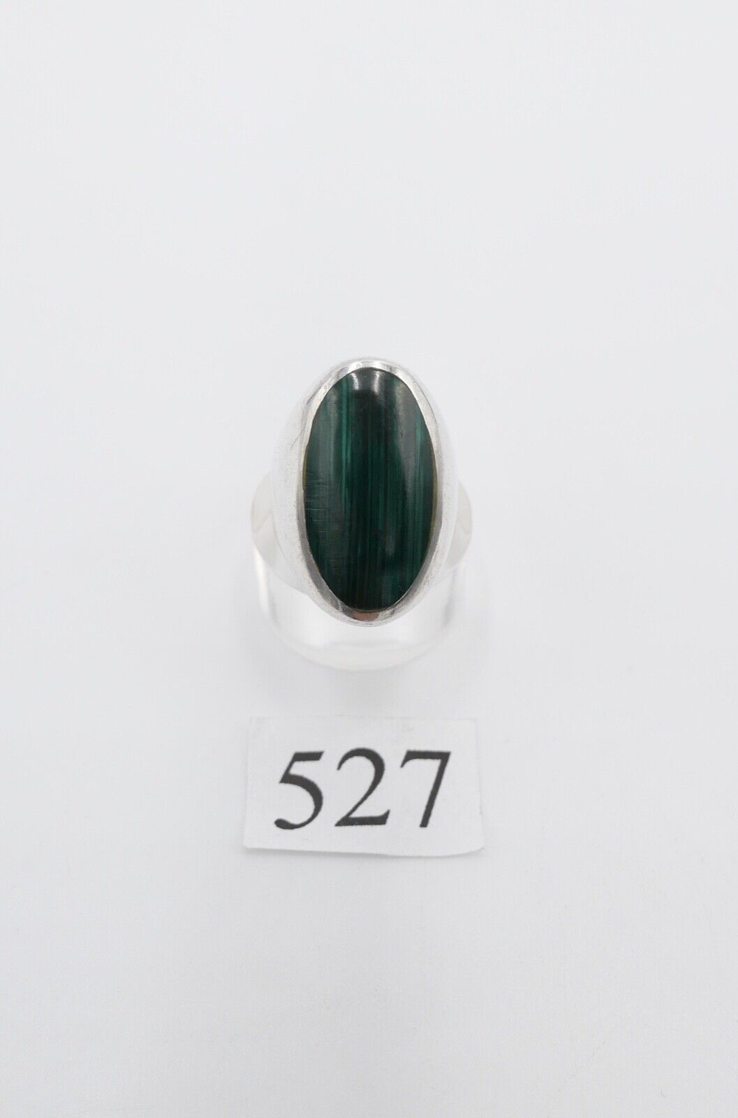 80er Silberrring Damen Ring Gr. 54 Silber grüner Malachit Oval Silber 925 - Antikhandel-Stuttgart