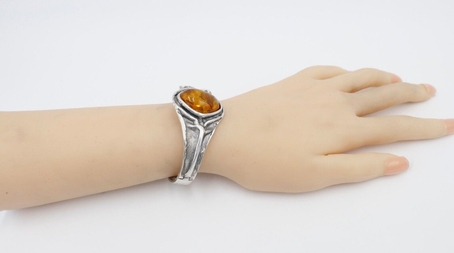 vintage Silber 925 Bernstein Armband Armreif Armspange Sterlingsilber - Antikhandel-Stuttgart