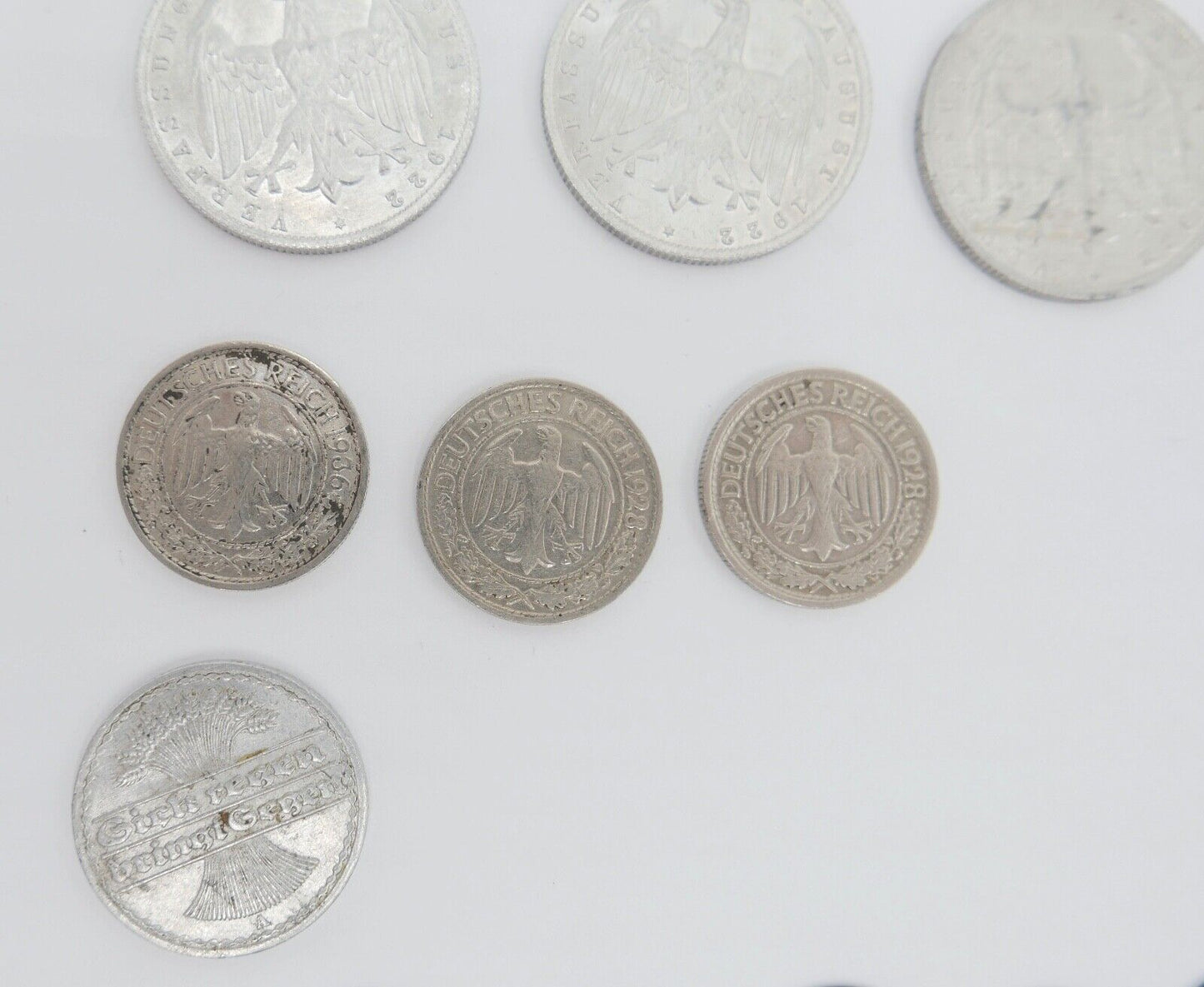 Posten Weimarer Republik 1, 3, 500 Mark 1, 2, 4, 5, 10, 50 Pfennig - Antikhandel-Stuttgart