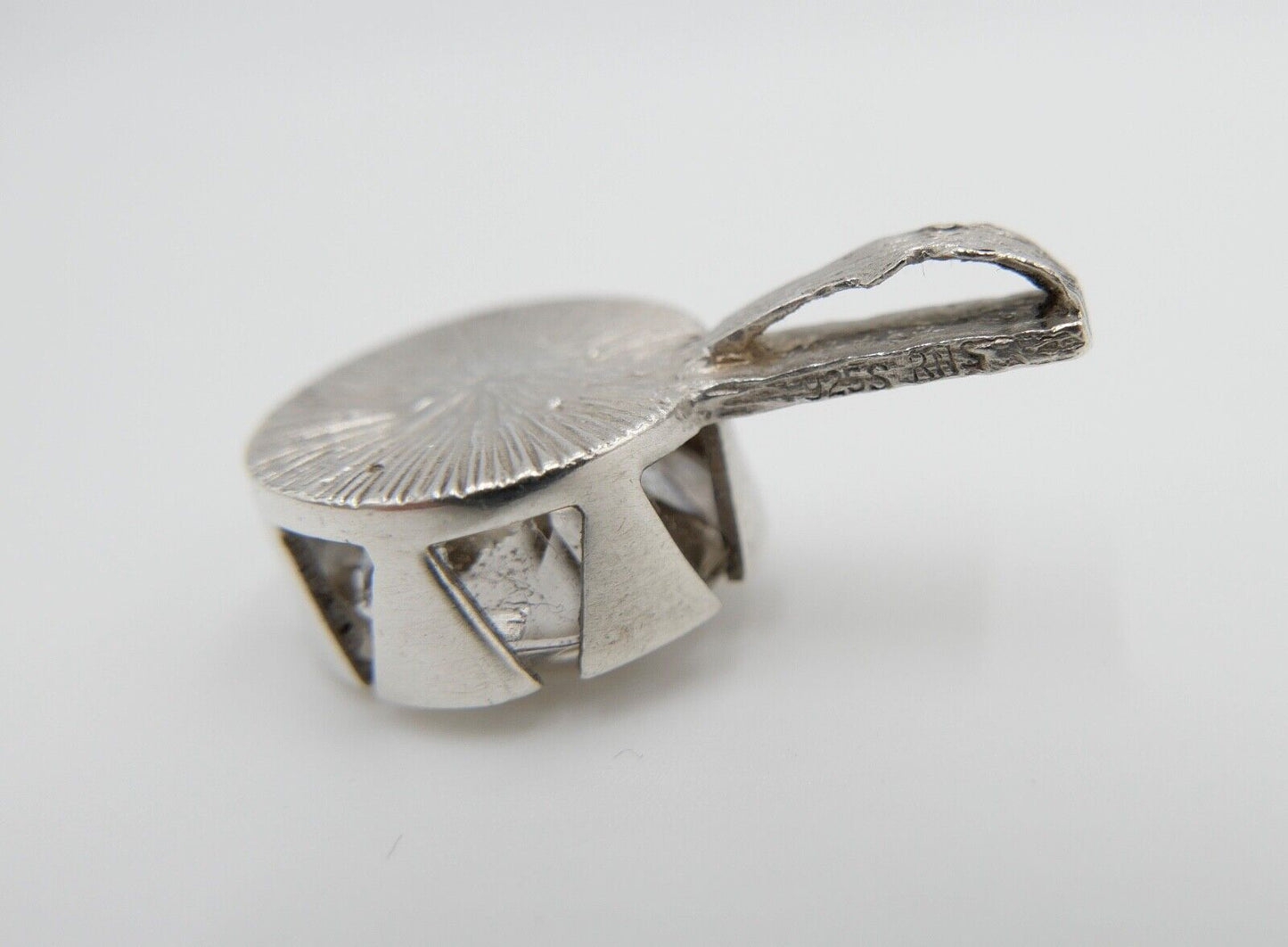 NIELSEN 925S RNS Silber Anhänger mit großem Bergkristall Ø 18 mm - Antikhandel-Stuttgart