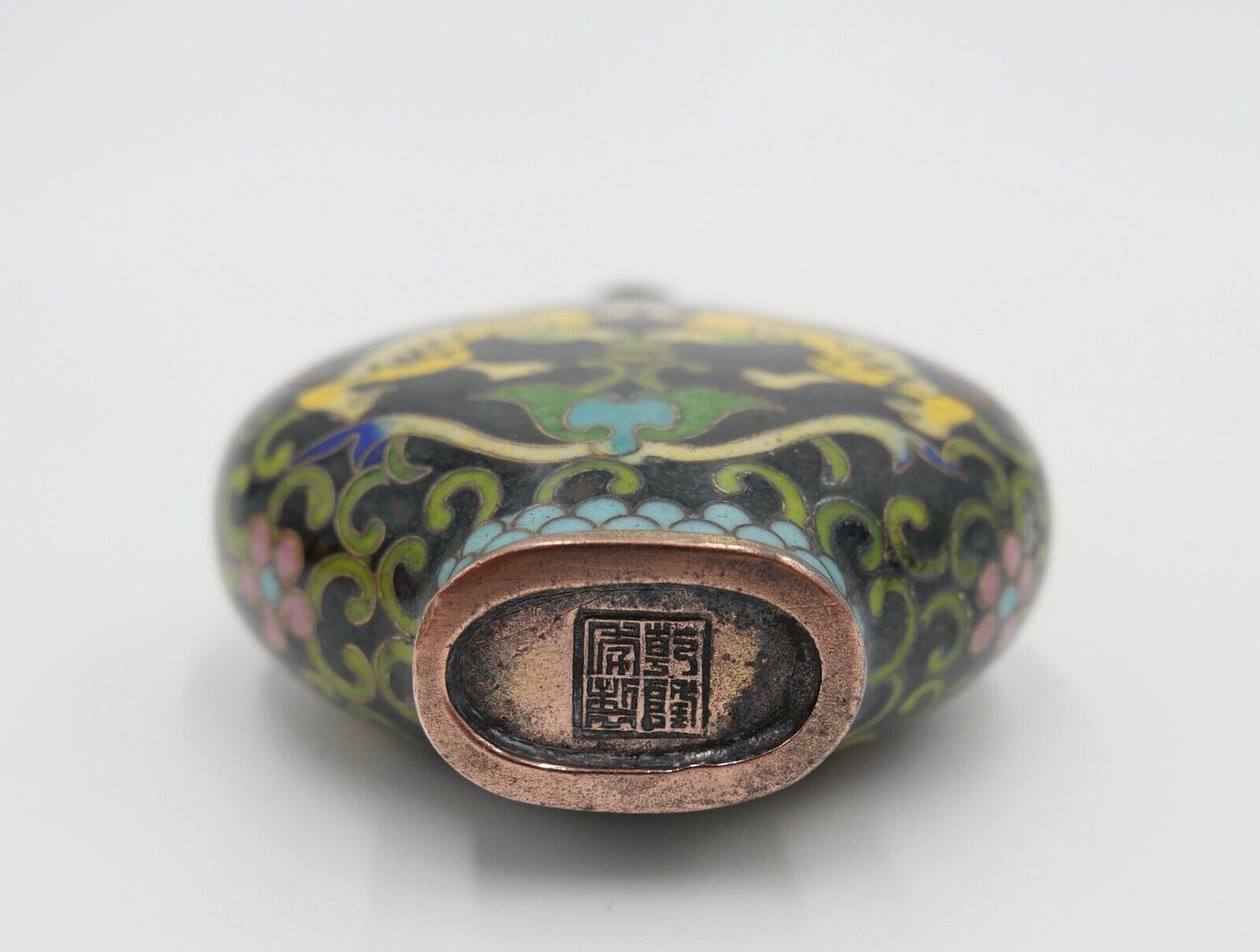 Alte Schnupftabakflasche Cloisonné Bronze CHINA Drachenmotive - Antikhandel-Stuttgart