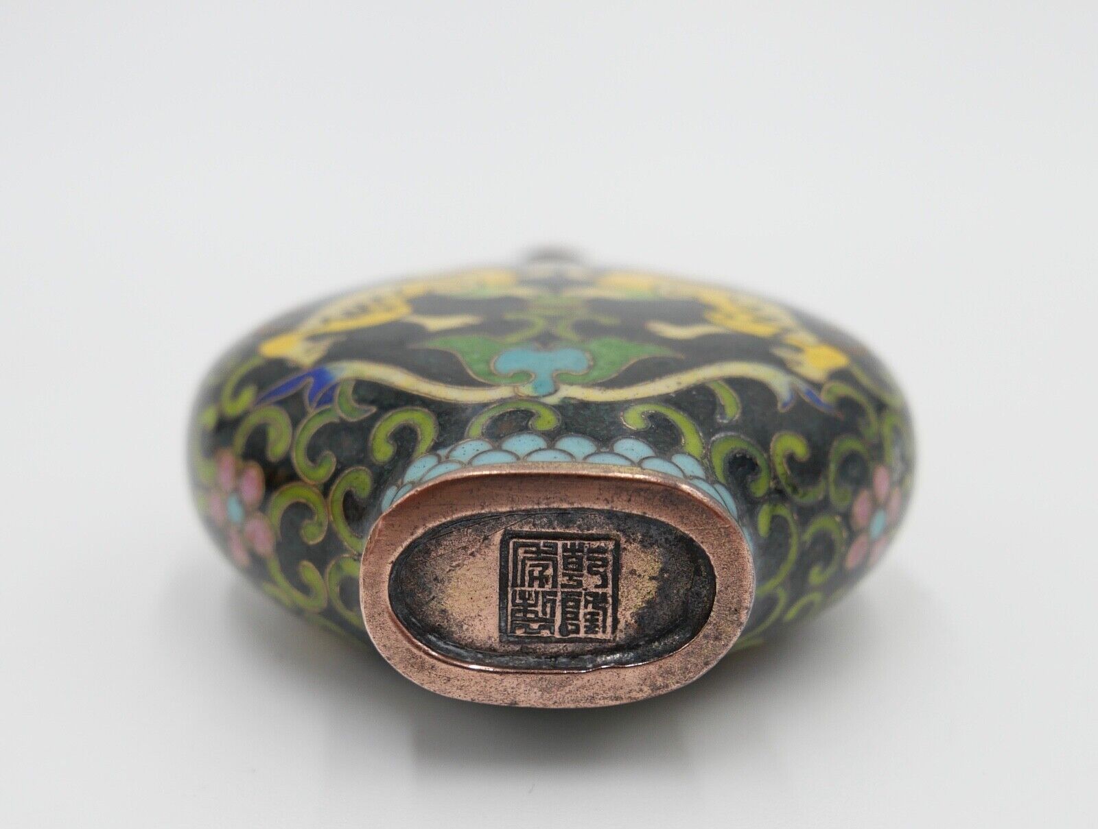 Alte Schnupftabakflasche Cloisonné Bronze CHINA Drachenmotive - Antikhandel-Stuttgart