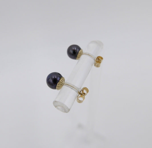 Tahiti Perlen Gold Ohrstecker Ohrringe 14K / 585 Gold Ø 6,1 mm - Antikhandel-Stuttgart