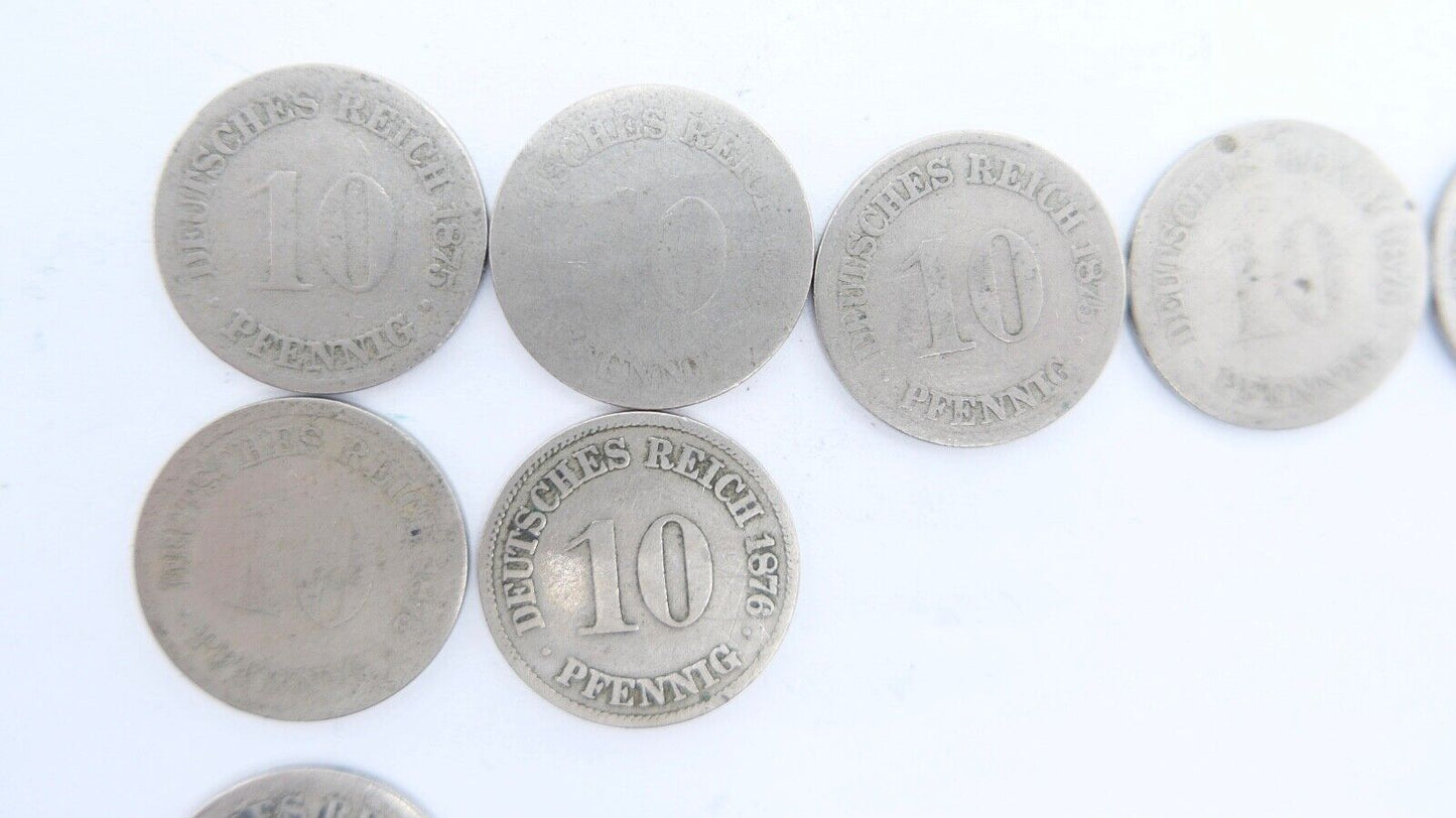 10x 10 Reichspfennig 1873 1875 1876 1888 Jäger J.4 s-ss - Antikhandel-Stuttgart