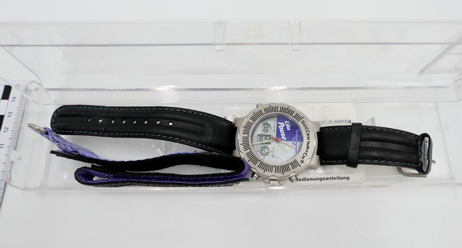 MILKA LILA PAUSE SOCCER WATCH Armbanduhr NEU in OVP Digital Quarz Stoppfunktion - Antikhandel-Stuttgart