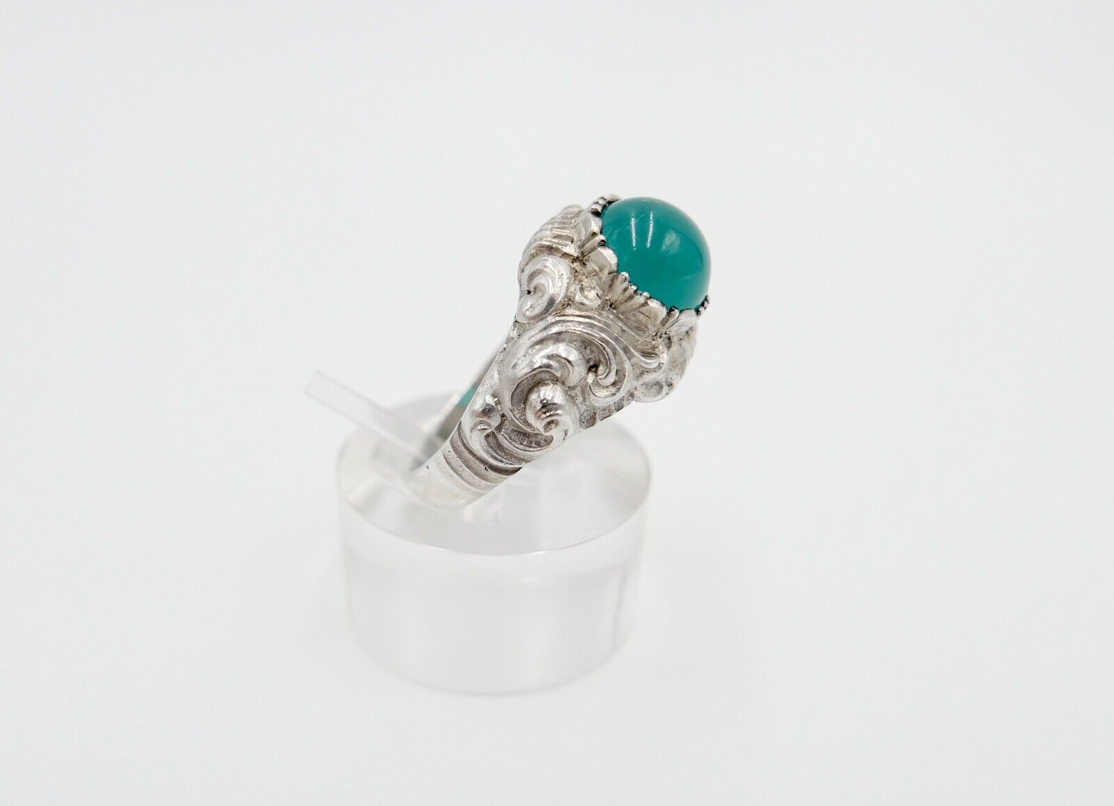 Jugendstil Silberring Damen Ring Gr. 61 Silber 835 grüner Cabochon Chrysopras - Antikhandel-Stuttgart