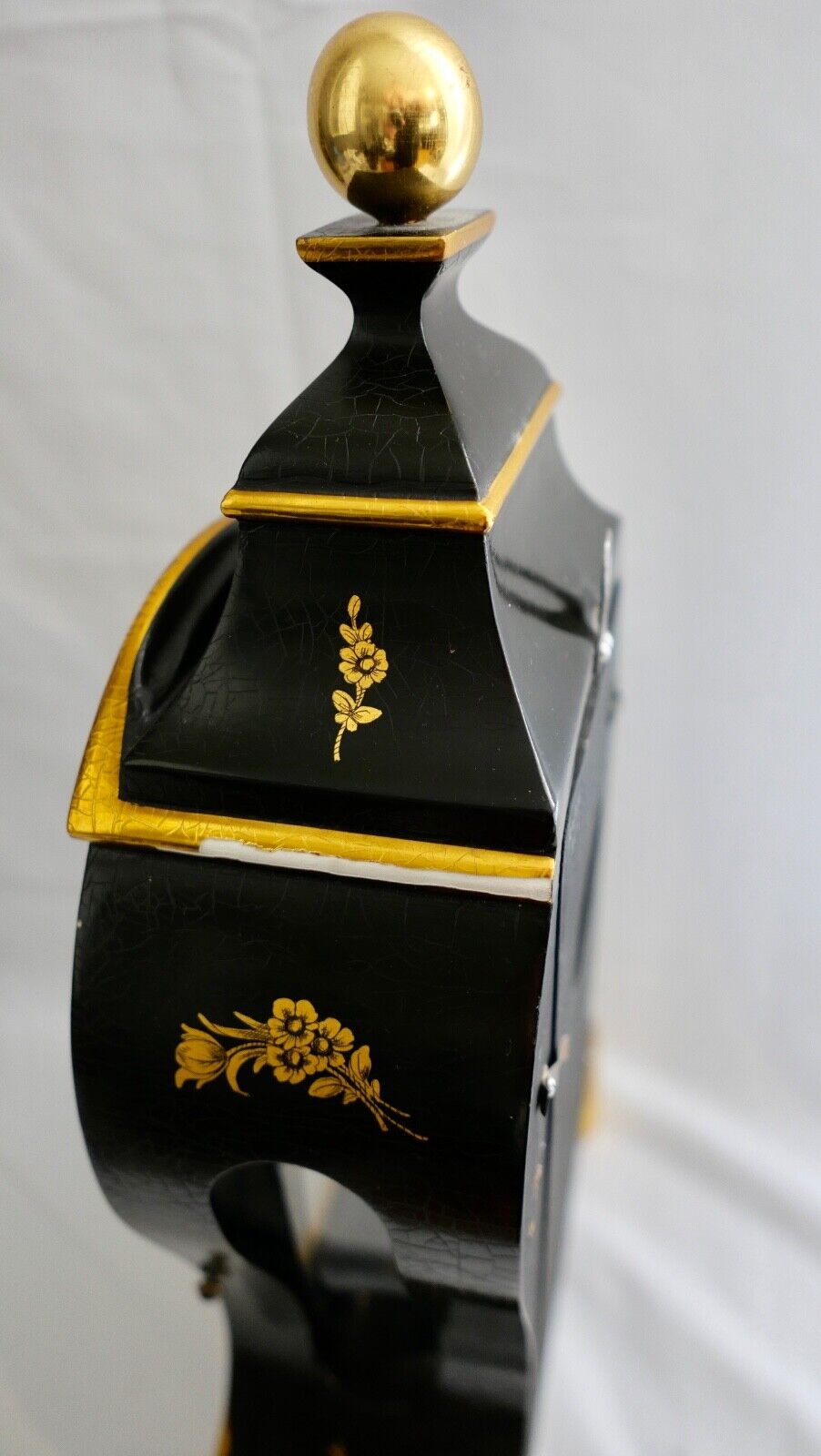 Große Pendule 43cm Tischuhr Kaminuhr La Châtelaine schwarz Gold Stil Louis XVI - Antikhandel-Stuttgart