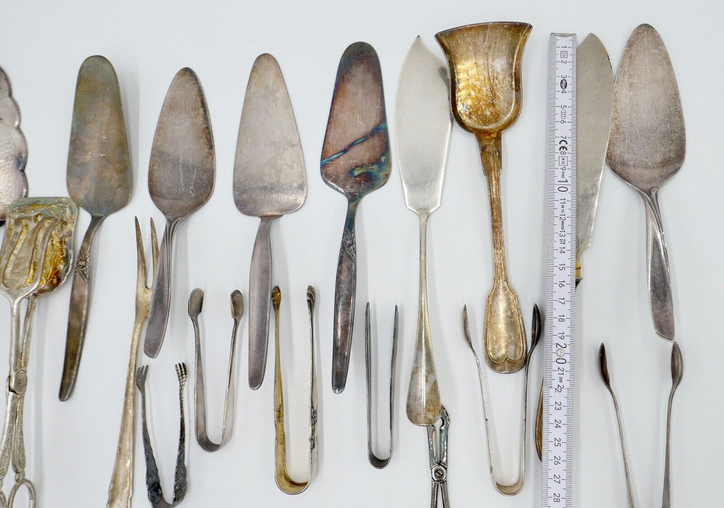 Konvolut Tortenheber Schere Zucke Fisch Fleisch WMF 90er Silberauflage 20 Stück - Antikhandel-Stuttgart