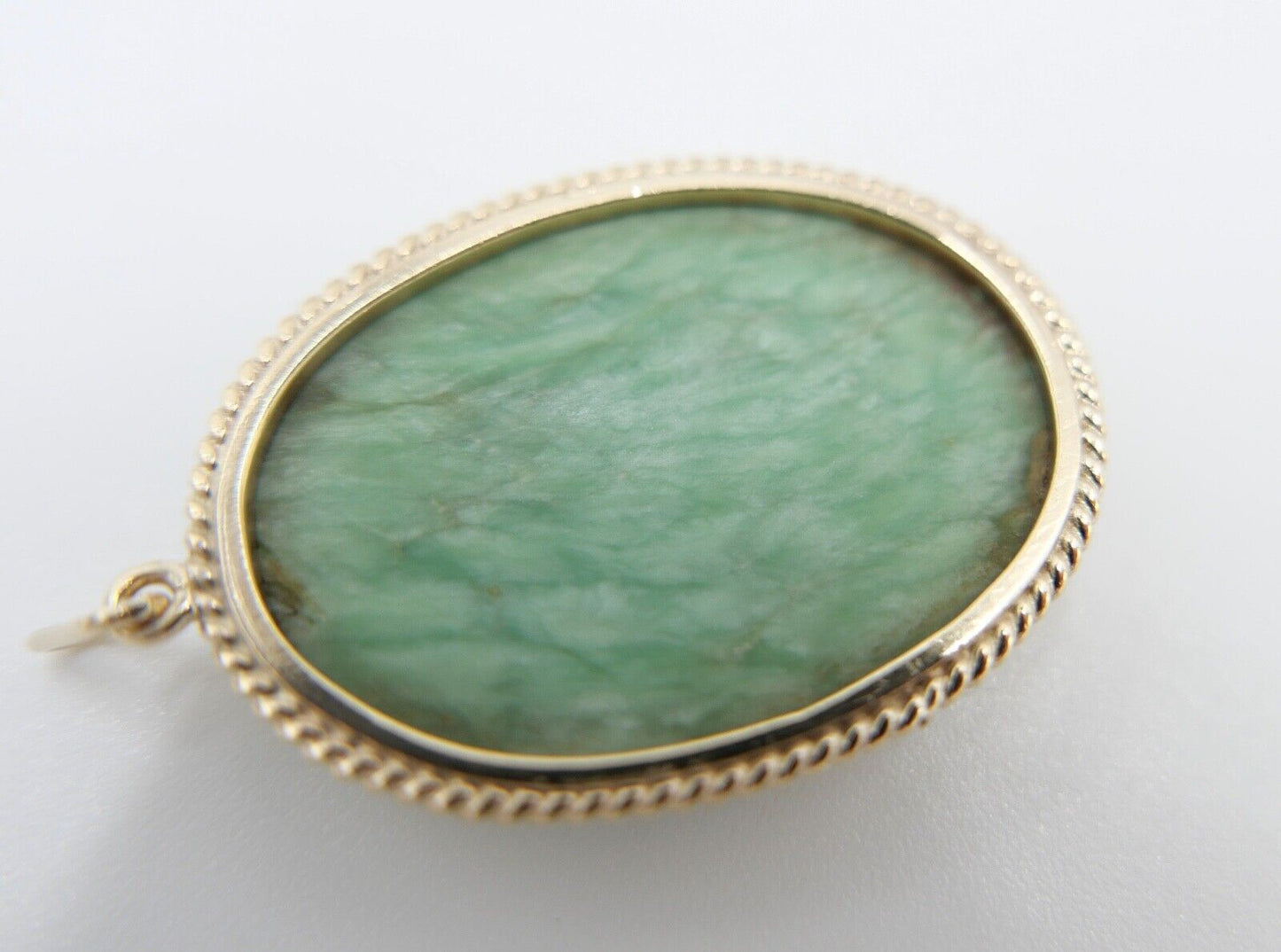 1980er Jahre Gelbgold 585 / 14K Anhänger mit AVENTURIN - Antikhandel-Stuttgart