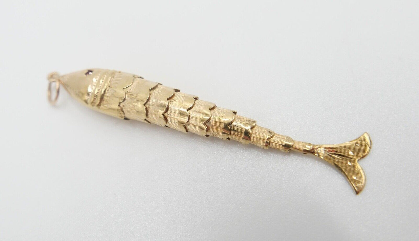 antik um 1938 beweglicher Fisch Anhänger Gold 800 Gelenkanhänger Portugal - Antikhandel-Stuttgart