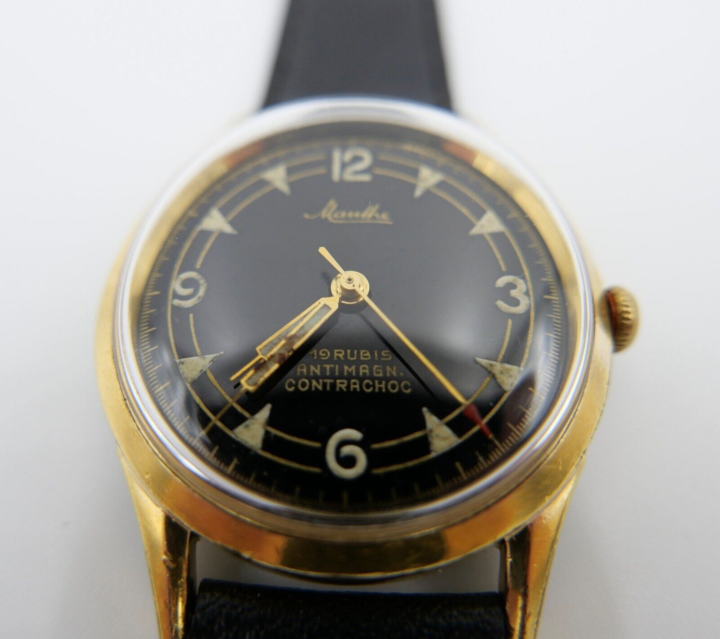 50er Jahre MAUTHE Contrachoc VW 100000 KM Herrenuhr Handaufzug Cal. 610 - Antikhandel-Stuttgart