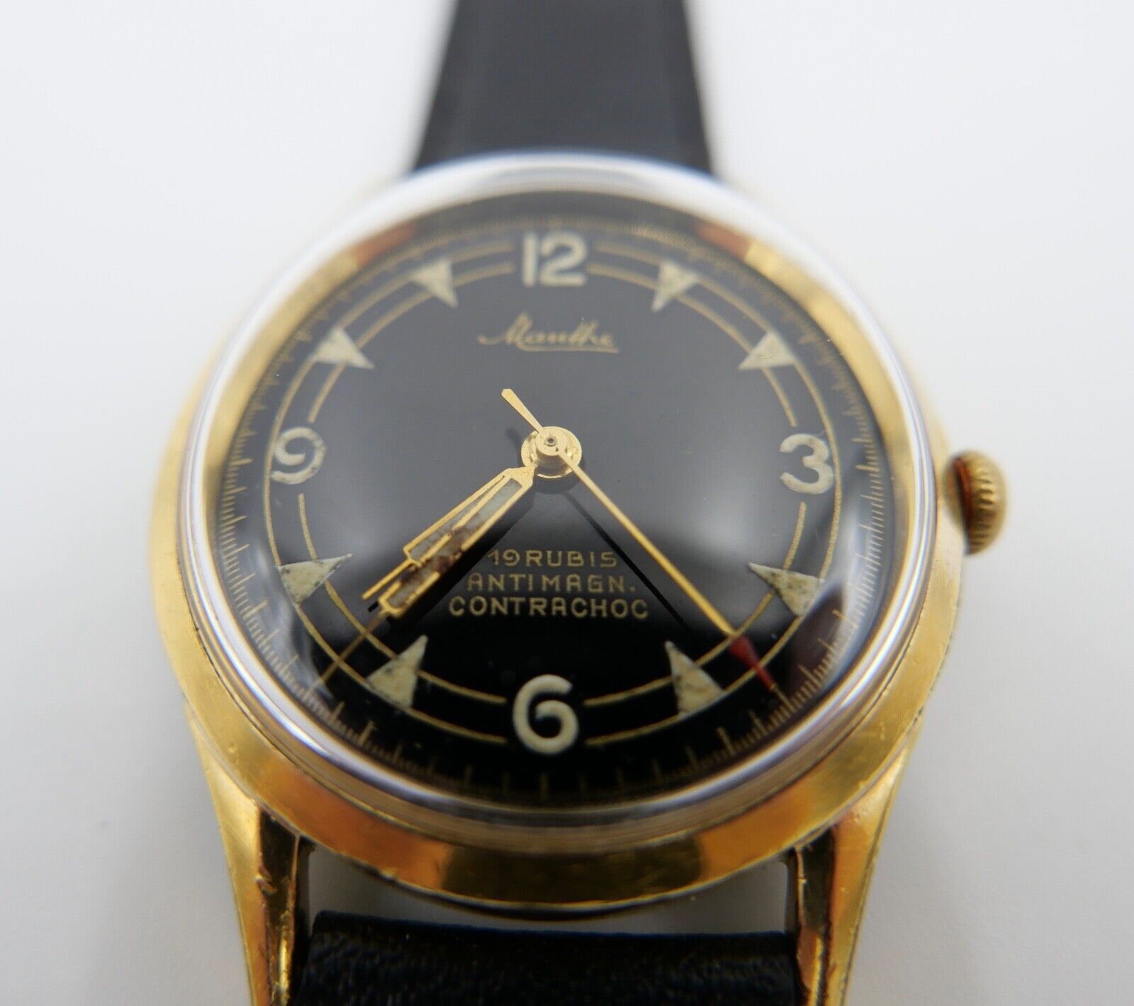 50er Jahre MAUTHE Contrachoc VW 100000 KM Herrenuhr Handaufzug Cal. 610 - Antikhandel-Stuttgart