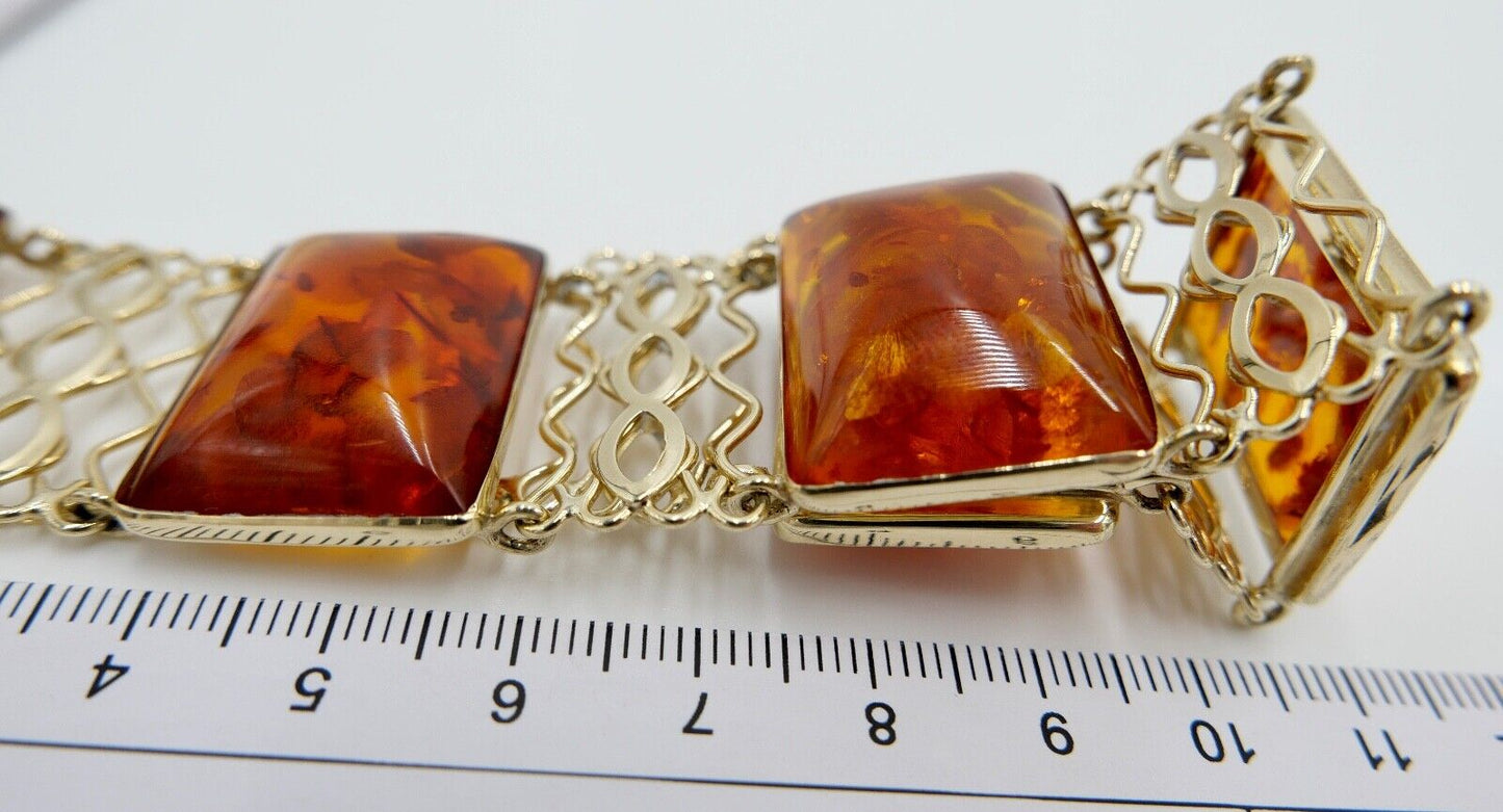 333 Gelbgold FKE Damen Bernstein Glieder Armband 19,3 cm - Antikhandel-Stuttgart