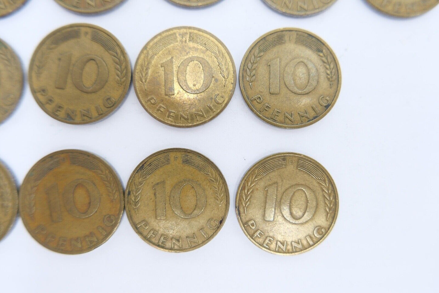 13x 10 Pfennig 1966 1967 1968 1969 1970 1986 D F G J Jäger J. 383 ss-vz - Antikhandel-Stuttgart
