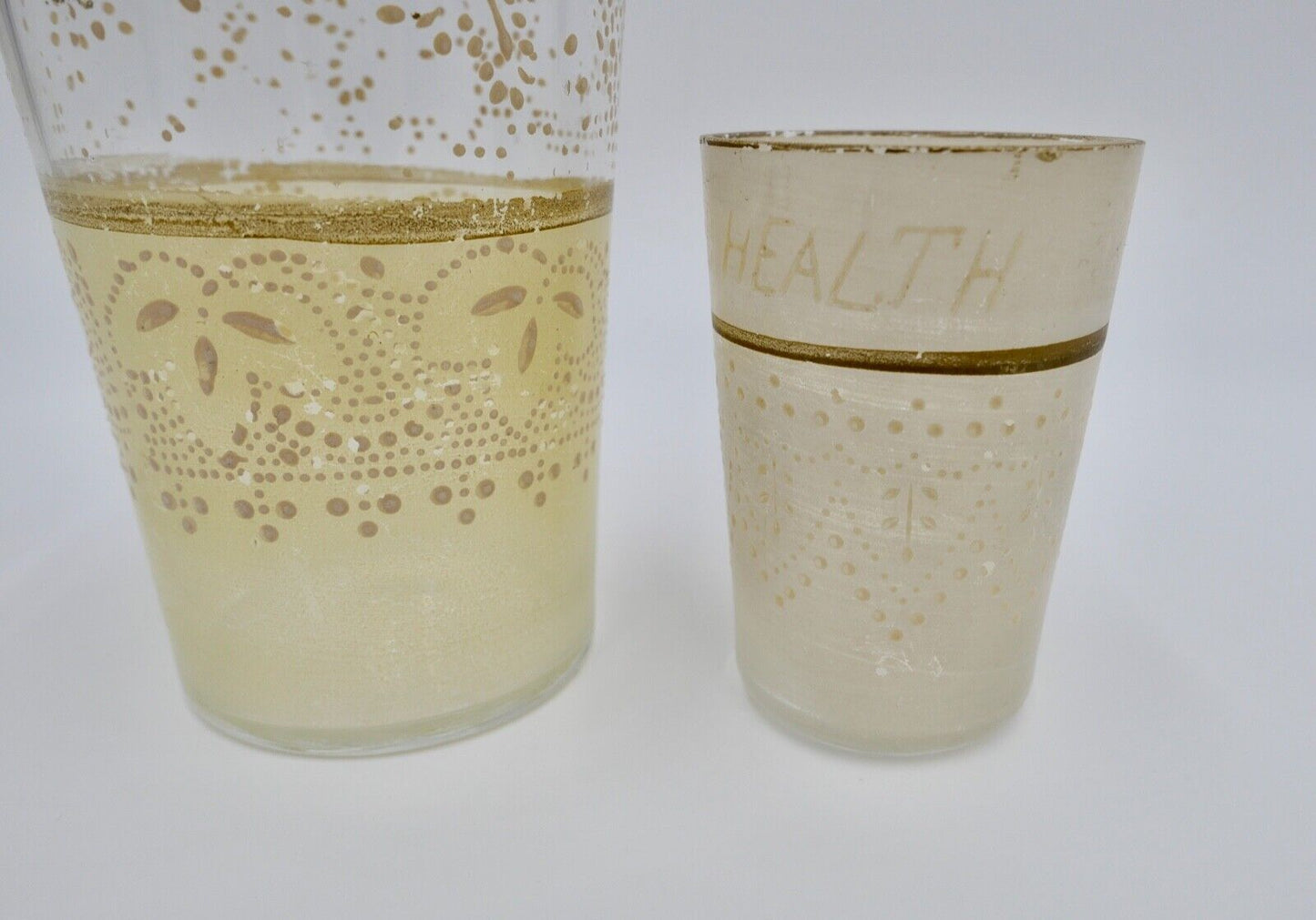 2 antike Gläser / Becher 1820-1850 Handbemalt England GOOD HEALTH - Antikhandel-Stuttgart