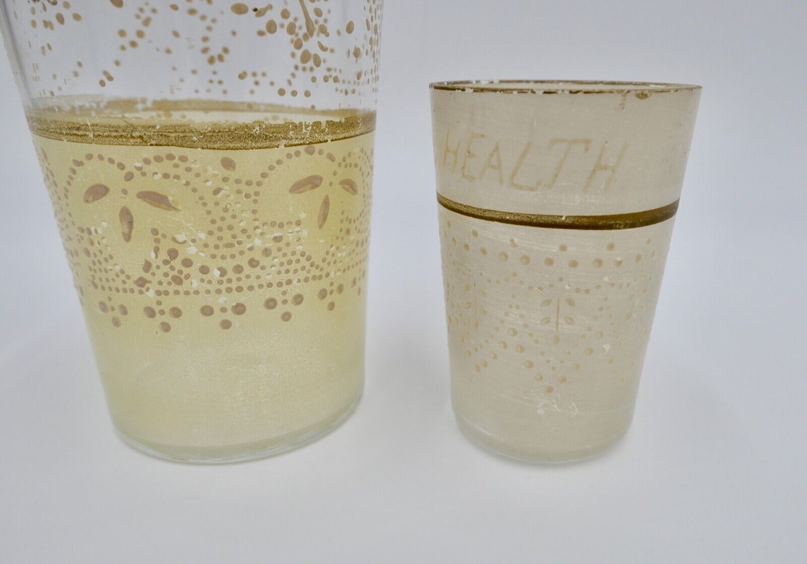 2 antike Gläser / Becher 1820-1850 Handbemalt England GOOD HEALTH - Antikhandel-Stuttgart