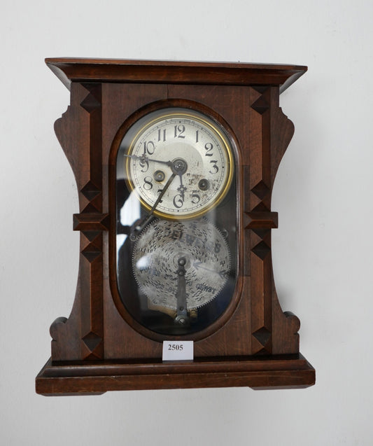 Kleine antike Wanduhr mit Spielwerk für Lochblech Platten um 1900