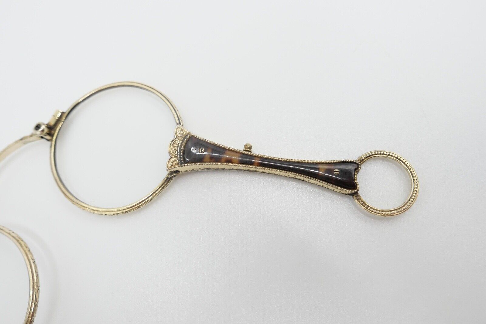 antike 1900 J.W. Lorgnette Lorgnon Stielbrille Lesehilfe Schaumgold vergoldet - Antikhandel-Stuttgart