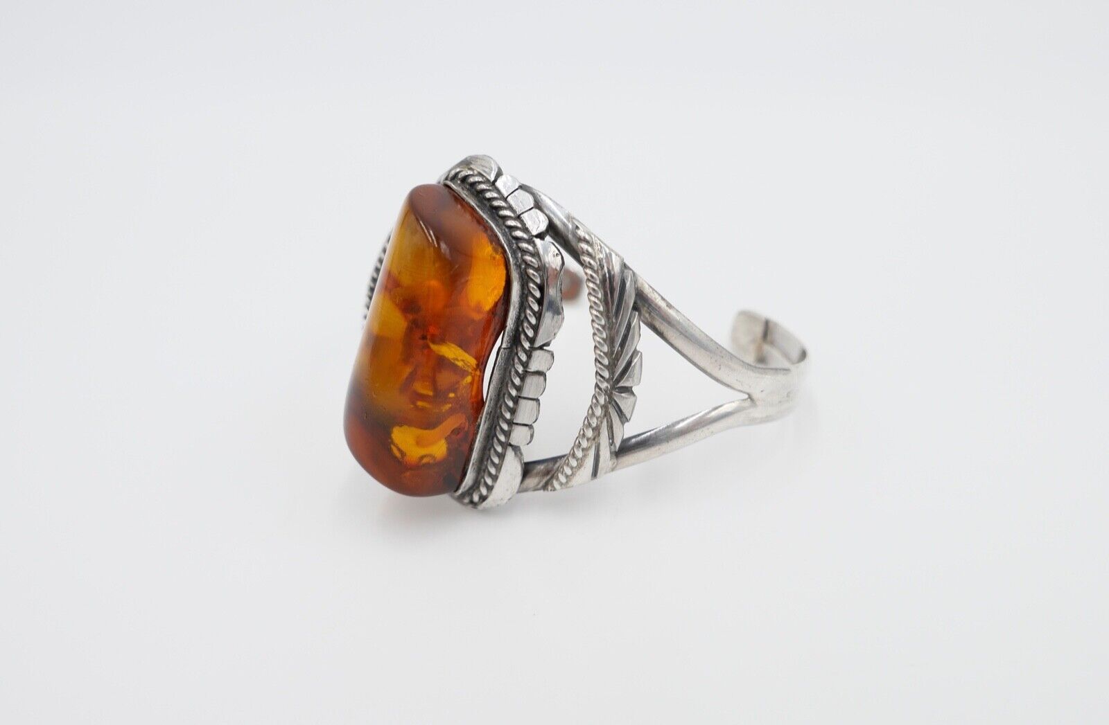 vintage Silber 925 Bernstein Armband Armreif Armspange Sterlingsilber - Antikhandel-Stuttgart