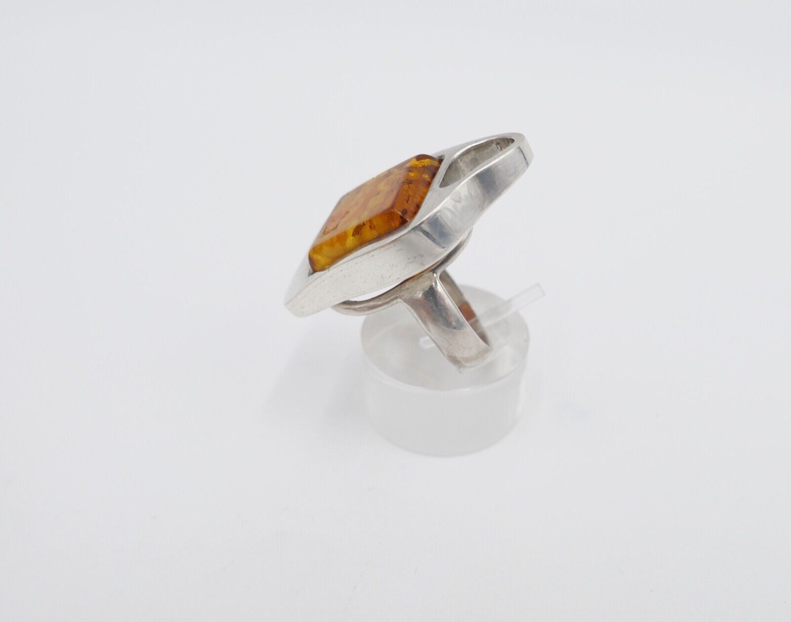 80er Jahre Designer Ring Bernstein Silber 925 Gr. 53 Frauenkopf G Danzig Polen - Antikhandel-Stuttgart