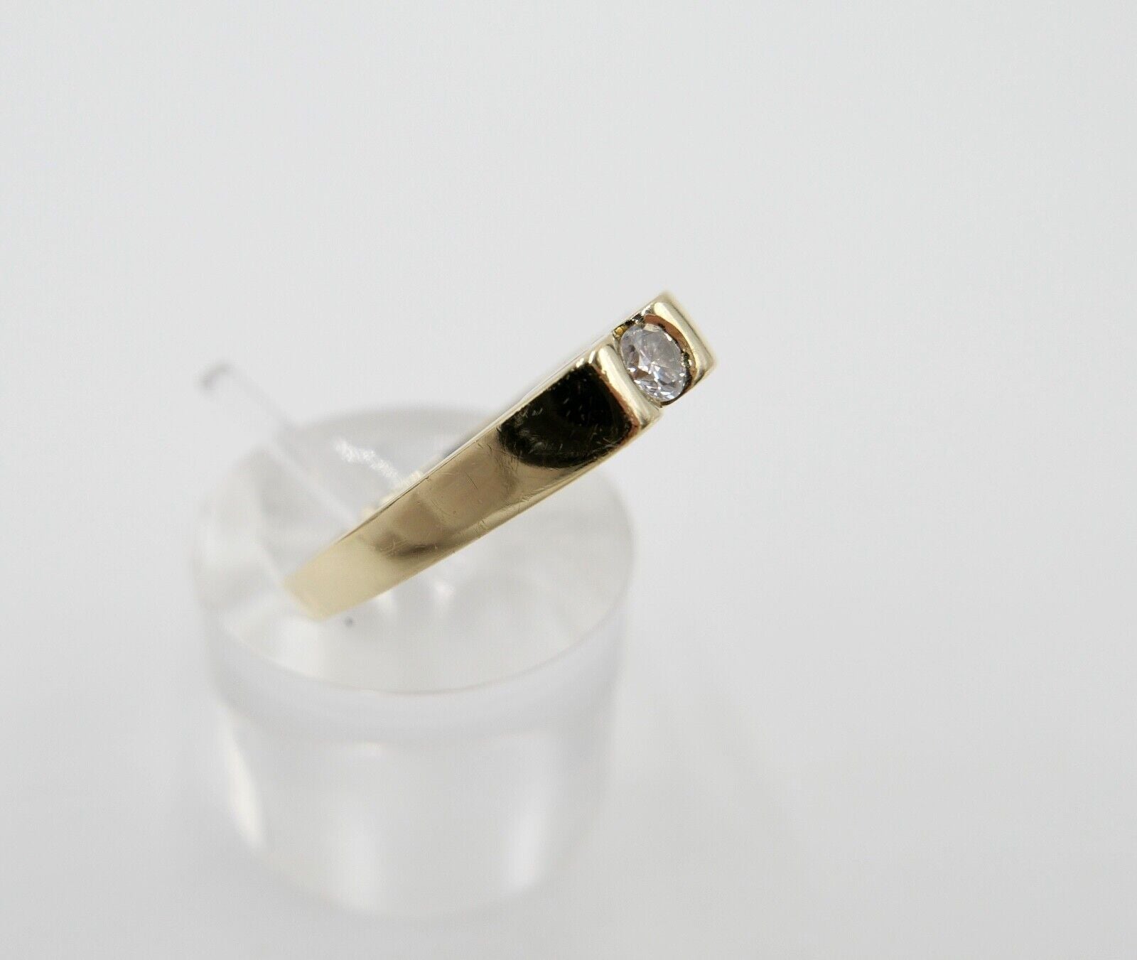Massiver 80er Jahre Solitär Brillant Spannring 585 14K Gold Ring Gr.59 - Antikhandel-Stuttgart