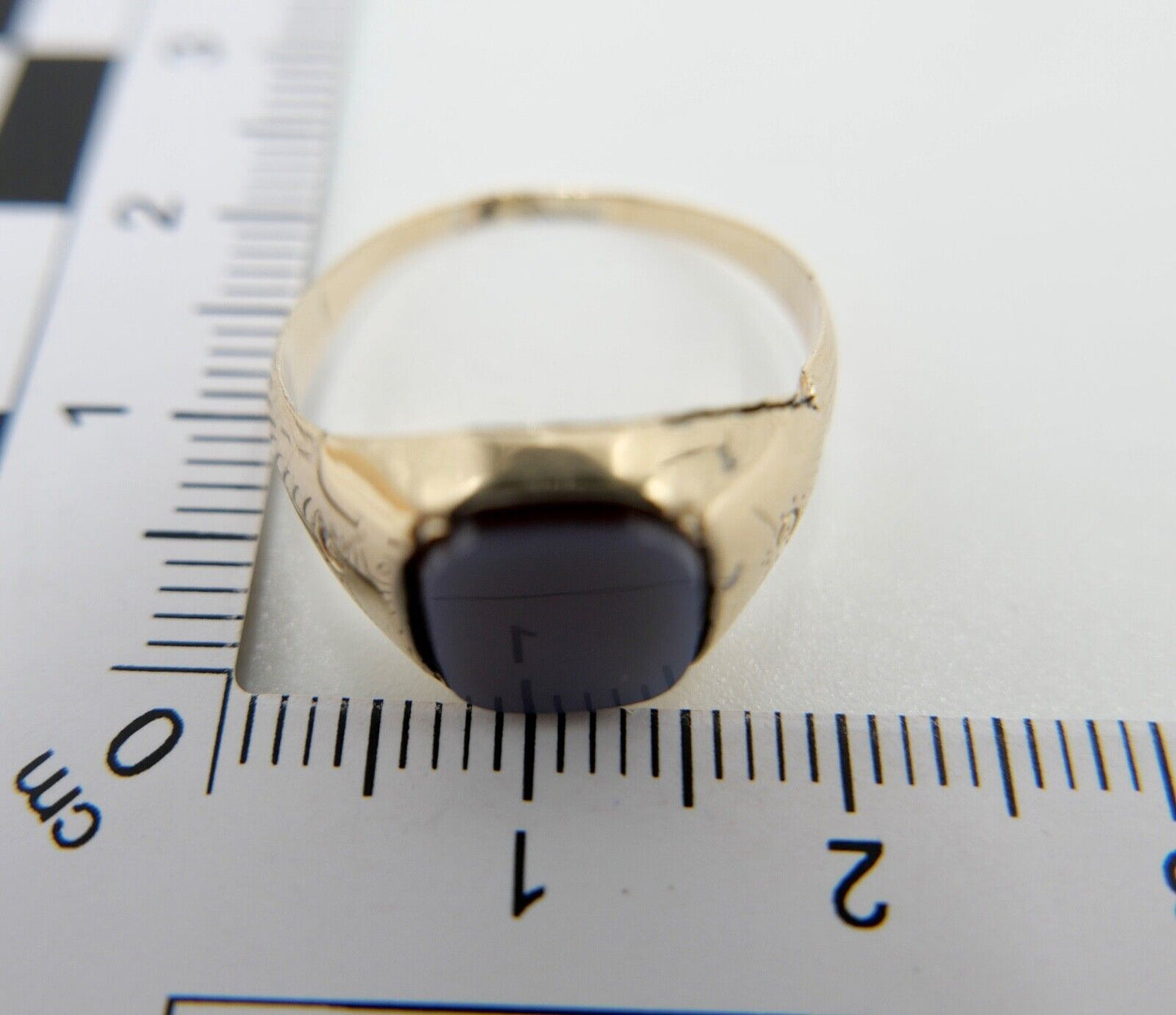 Antiker Jugendstil Siegelring Ring Gold 585 14K Gr. 59 Blauer Achat Lagenstein - Antikhandel-Stuttgart