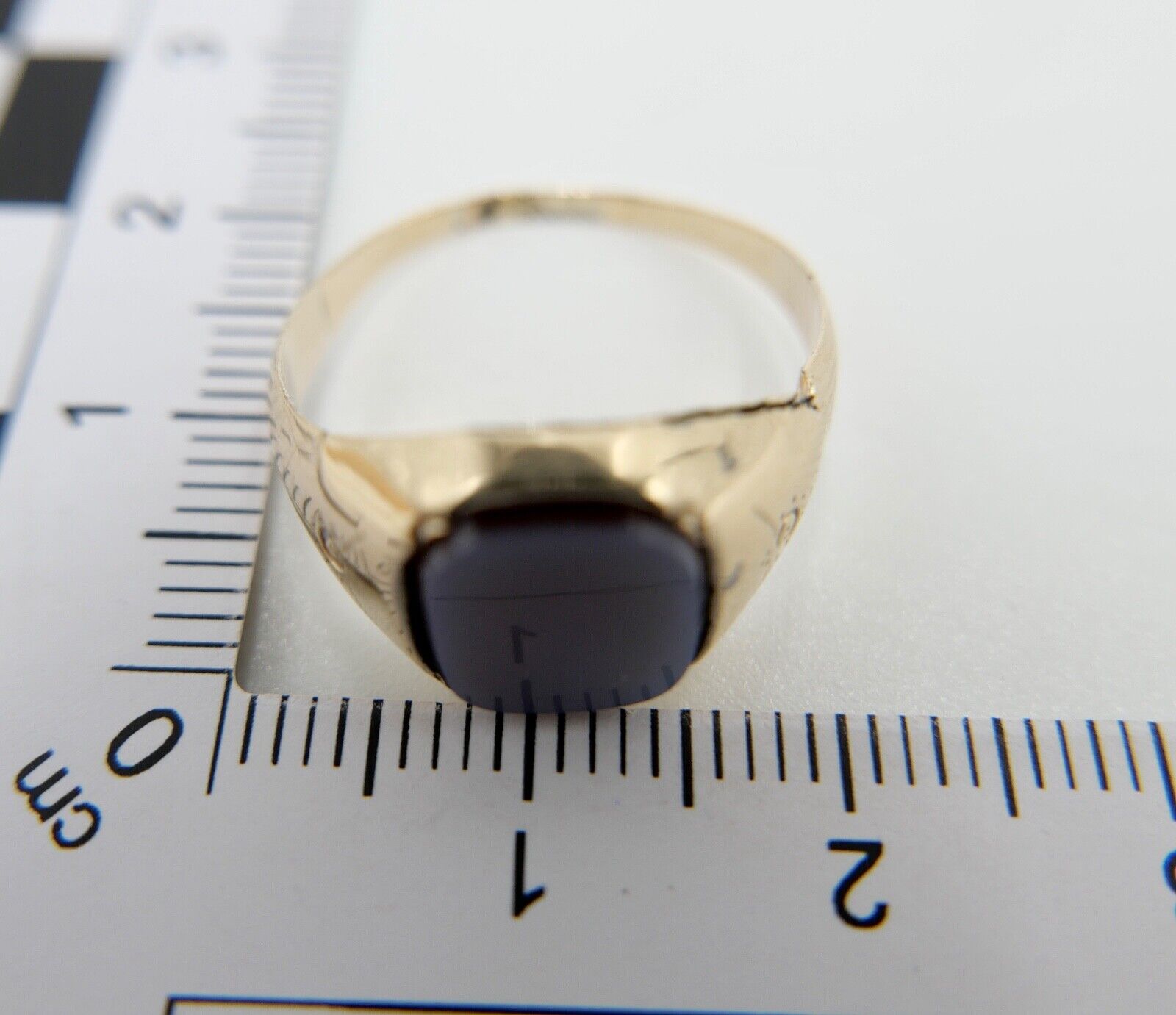 Antiker Jugendstil Siegelring Ring Gold 585 14K Gr. 59 Blauer Achat Lagenstein - Antikhandel-Stuttgart