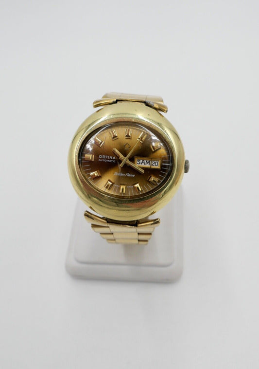 ORFINA " Golden Flame " Automatic Herren Armbanduhr Gold 40,2 mm ETA 2790 - Antikhandel-Stuttgart
