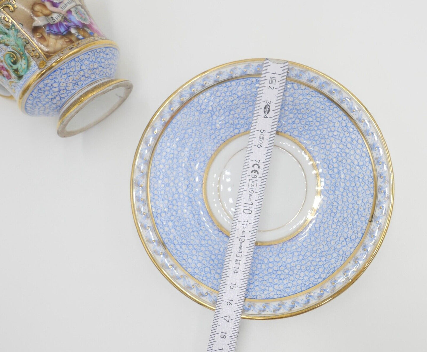 antike Historismus Porzellan Tasse & Untertasse August Rappsilber 1880-1886 - Antikhandel-Stuttgart