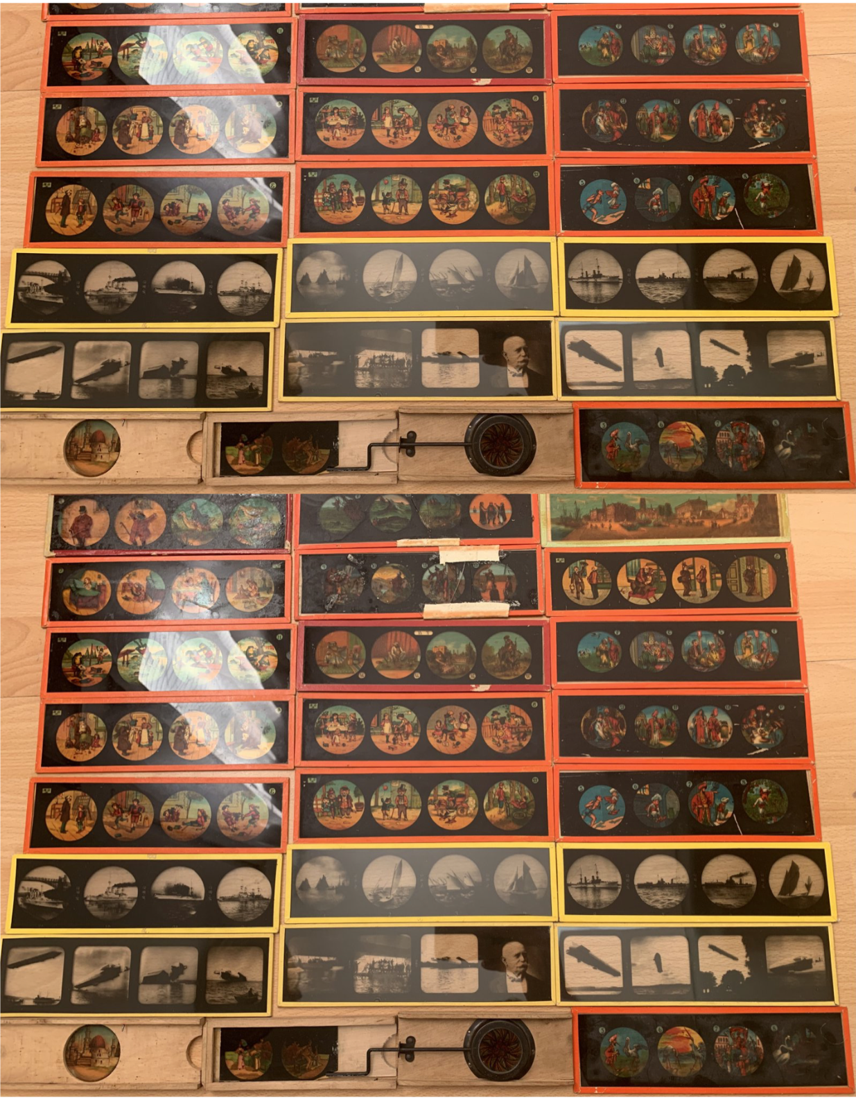 Laterna Magica GBN Gebrüder BING Nürnberg Karton 37 Glasbilder OVP 1910 Zubehör - Antikhandel-Stuttgart