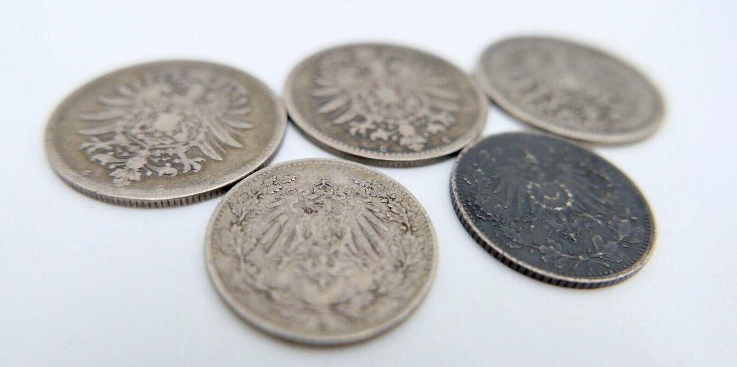 5x 1 & 1/2 Mark 1875 - 1919 Deutsches Reich Coin lot Silber - Antikhandel-Stuttgart