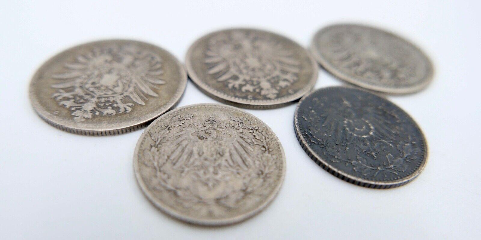 5x 1 & 1/2 Mark 1875 - 1919 Deutsches Reich Coin lot Silber - Antikhandel-Stuttgart