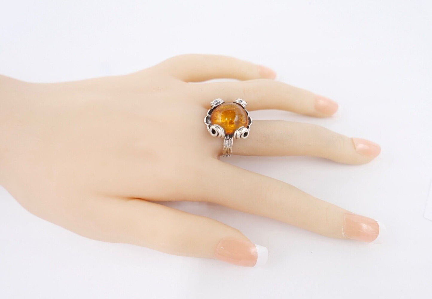 Bernstein Helmut KLEIST Handarbeit Designer Ring Gr. 56 Silber 835 - Antikhandel-Stuttgart