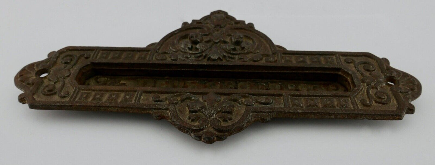 Antikes Barock Gusseisen Briefschlitz Briefklappe floral " Briefe " 24,5 cm - Antikhandel-Stuttgart