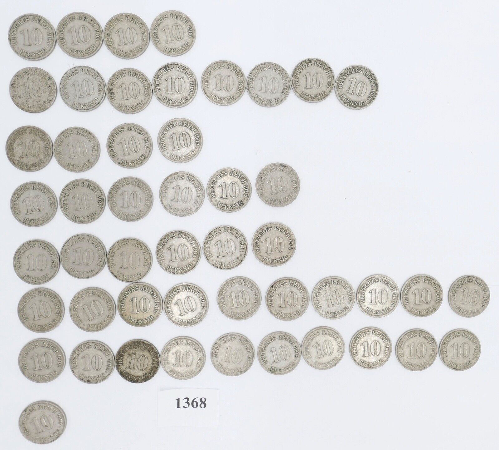 49x 10 Pfennig 1902 - 19011 Jäger J. 13 ss-stg - Antikhandel-Stuttgart