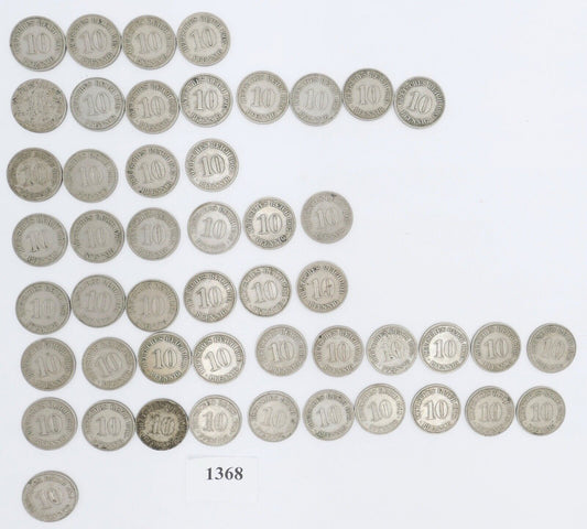 49x 10 Pfennig 1902 - 19011 Jäger J. 13 ss-stg - Antikhandel-Stuttgart