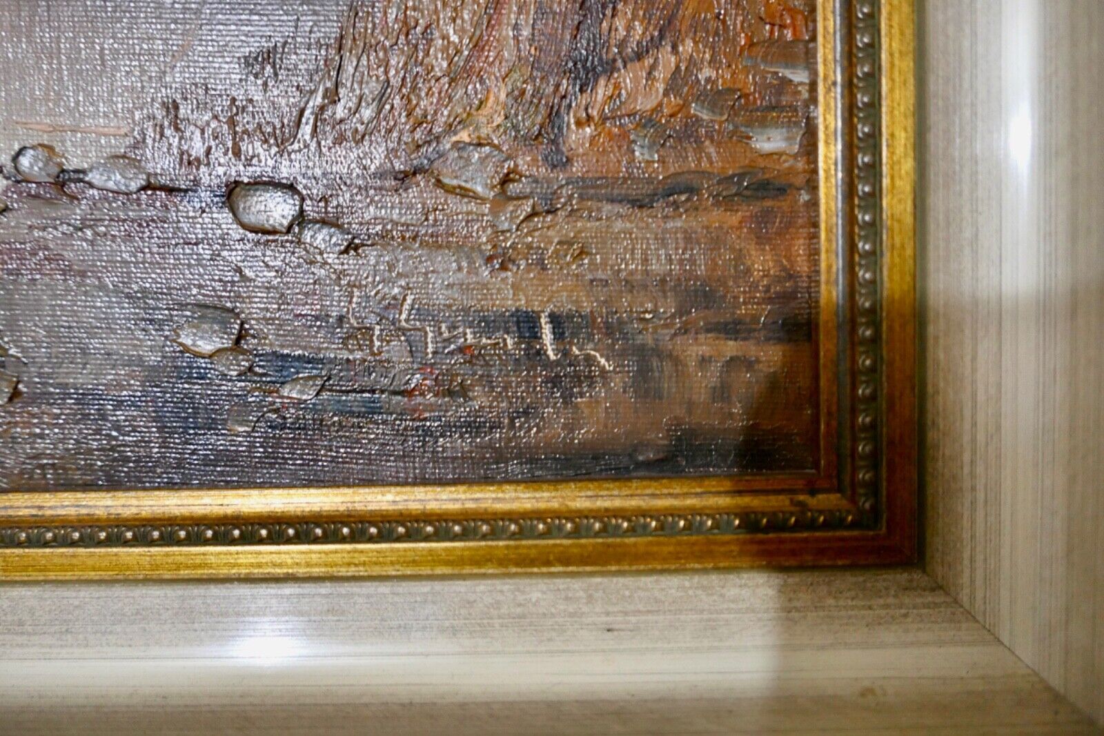 Ölgemälde signiert " Gnocchi " 60er 70er Jahre 48x38cm Landschaft Herbst Wald - Antikhandel-Stuttgart