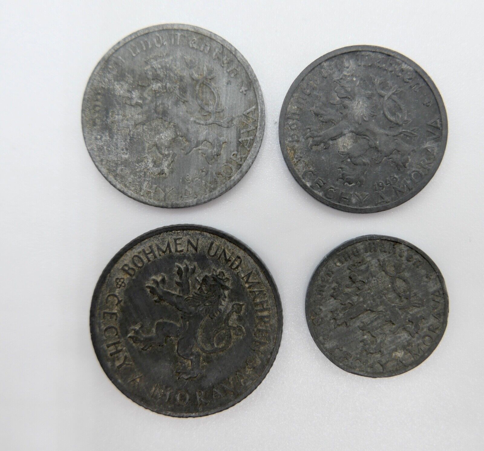 4 Münzen Protektorat Böhmen und Mähren HELLER / KRONE 1942 1943 1944 - Antikhandel-Stuttgart