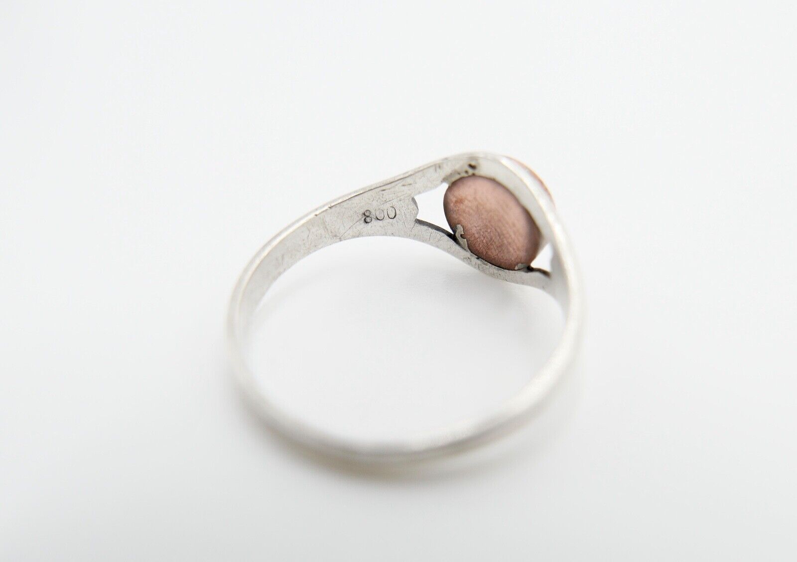 Ring 800 Silber Gr. 57 Ringkopf Kupferplatte mit Initialen und Datum 1914 A.RS D - Antikhandel-Stuttgart