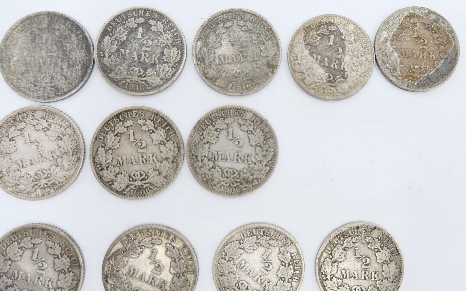 18x 1/2 Mark Jäger 16 / J.16 Silber 1905-1918 ss-stg sehr schön - Stempelglanz - Antikhandel-Stuttgart