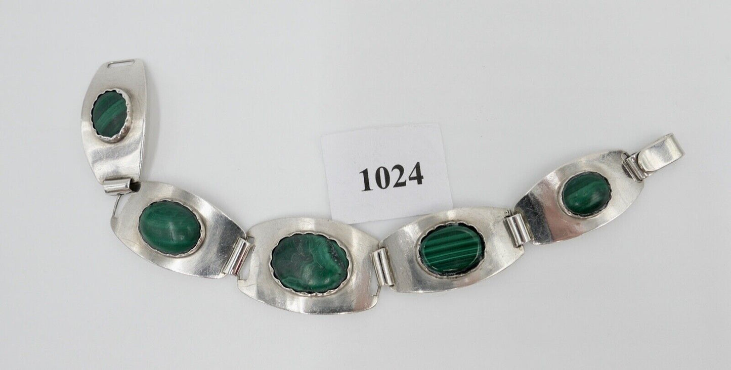 Malachit Armband Silber 800 Gliederarmband A. Eichapfel Weissenfels Weißenfels - Antikhandel-Stuttgart