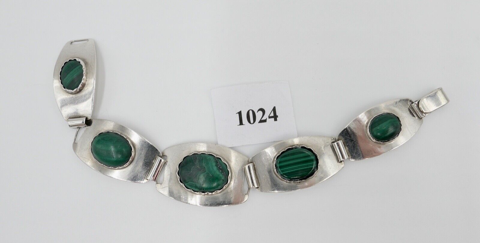 Malachit Armband Silber 800 Gliederarmband A. Eichapfel Weissenfels Weißenfels - Antikhandel-Stuttgart